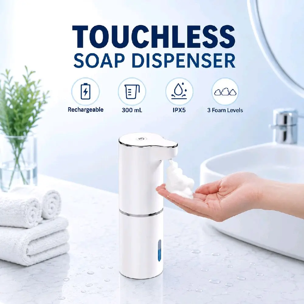 Rechargeable Hands Free Foaming Soap Dispenser Bathroom Touchless Automatic Soap Dispenser