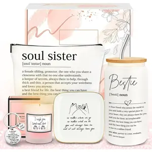 Best Friend Birthday Gifts for Women Friendship Gifts for Women Bestfriend Birthday Gift for Best Friend Woman Bestfriend Gift Ideas with Cup Bag Candle Keychain for Soul Sister Bestie BFF Basket Box
