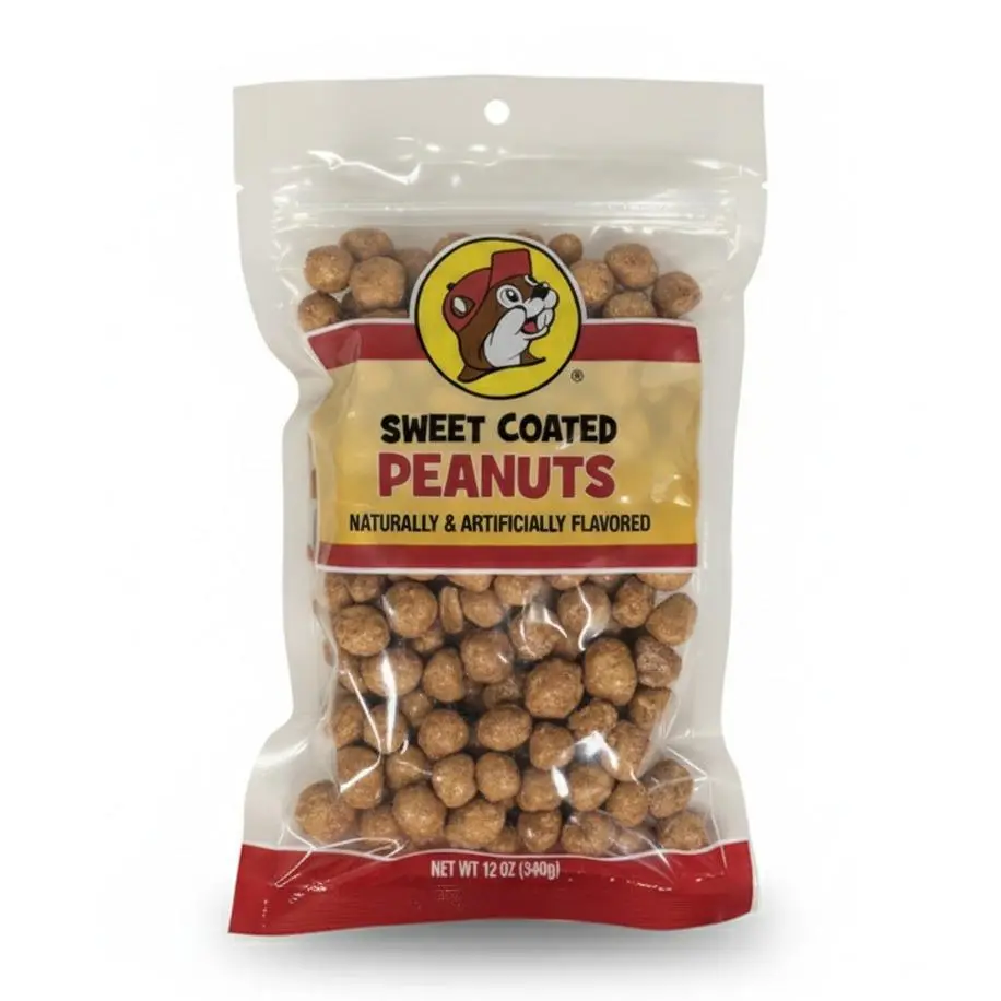 Buc-ee's Sweet Coated Hand Roasted Peanuts - Natural Sweet Glaze, Crunchy Packaged Snack Peanuts - High in Protein, Healthy Fats - Ideal for Travel, Sharing