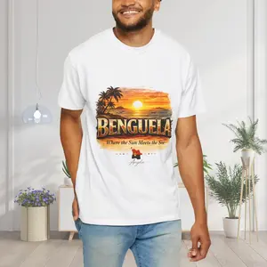 Benguela Angola Sunset Beach T-Shirt – Tropical Palm Tree Graphic Tee Unisex