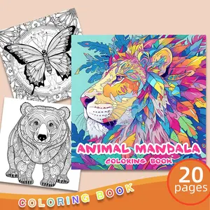 1PC Animal Mandala Coloring Book for Adult,20 Single-Sided Printed Drawing Pages, Clear Lines DIY Graffiti Pages, Perfect Gift for Adults, Ideal for Valentine's Day Birthday Christmas New Year