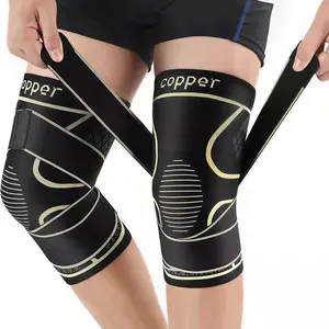 The copper knee support belt, Knee compression wrap, Knee supporter, is suitable for relieving knee pain (2-piece set). The knee compression sleeve is suitable for arthritis, ACL, meniscus tear, joint pain relief, work, running, and weightlifting