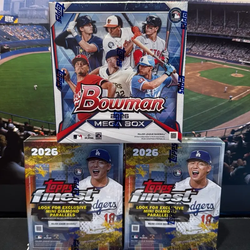 Break #4 PYT (2) 2026 Topps Finest Mega Boxes, (1) 2026 Topps Bowman Mega Box