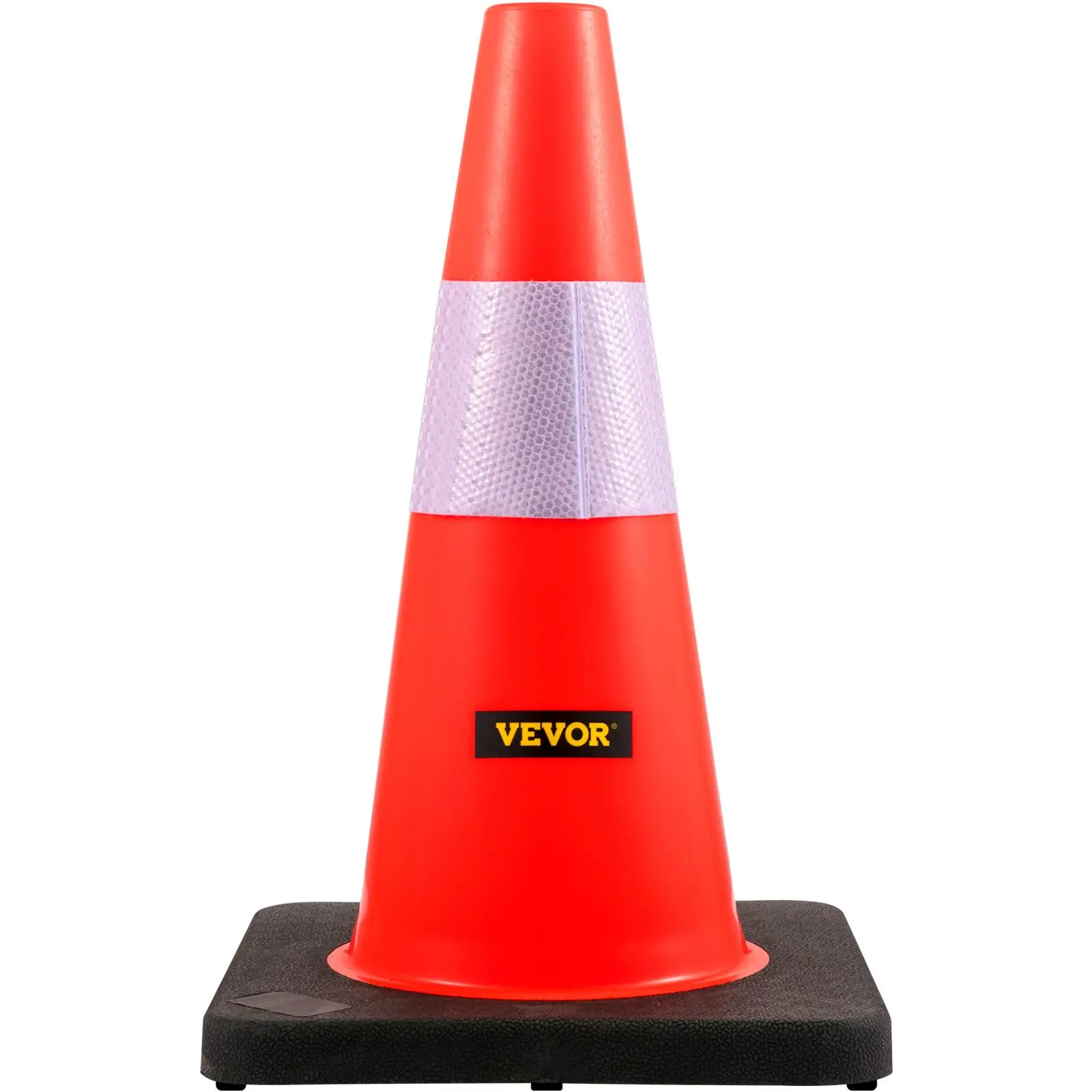 VEVOR 5 PCS 18 in/45 cm Orange PVC Safety Cones, Non-Slip Weighted Black Base, Reflective Collar, Durable Construction Gear, -20°C to 55°C Tolerance, All Seasons Traffic Control Use