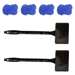 Car Windshield Glass Cleaning Tool Kit with Extendable Flexible Handle, 4 Reusable Microfiber Pads, Car Detailing Accessories for Interior-Exterior Dust & Stain Removal Cleaner Window