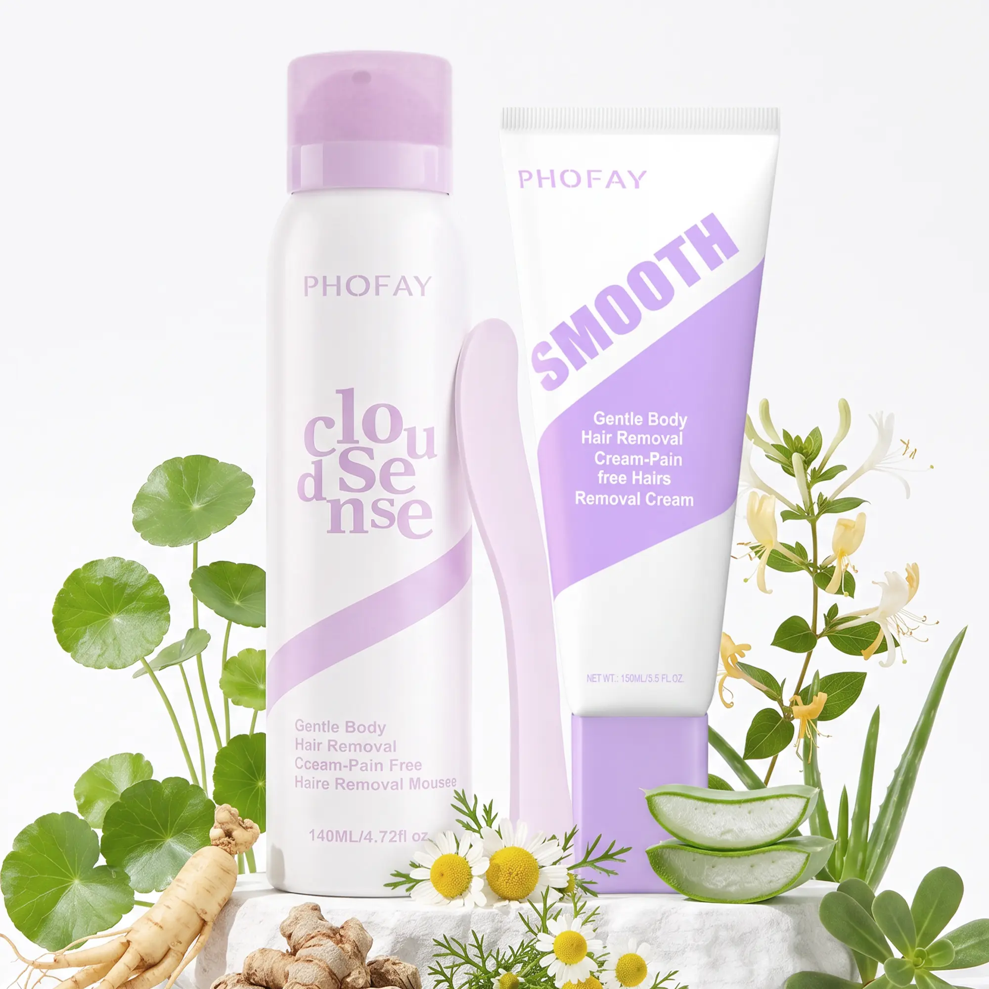 PHOFAY Pain-Free Bikini Area Hair Removal Cream | Gentle Formula for Sensitive Skin, Soothing Aloe Vera with a Citrus Scent, 7 Days of Smoothness, Includes a Spatula, Unisex