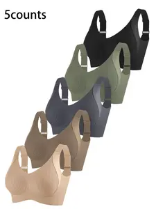 5 Pack Comfortable Wireless Bras for Women, Seamless Design with 3/4 Coverage for Maximum Support, Ideal for Daily Wear Basic, Everyday