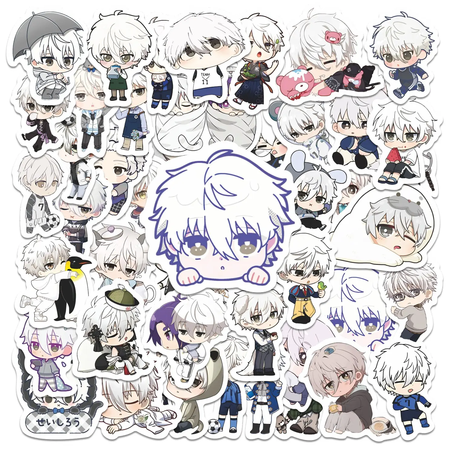 50pcs Blue Lock Nagi Seishiro Chibi Stickers Pack, Sticker Sheets, Anime Design, Waterproof Cute Anime Character Decals for Laptop, Water Bottle, Journal & Scrapbook, Anime Fan Gift, Decorative Stickers, Stickers for Scrapbooking
