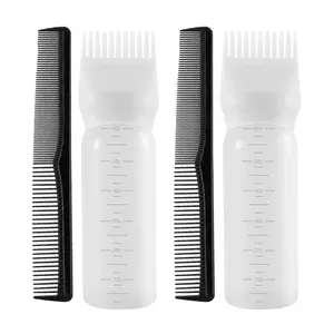 2 Piece Hair Root Comb Set with Dropper Bottle (6oz), Includes 2 Combs, Hair Oil Dropper, Measuring Scale for Dye Bottles