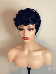 Pixie Cut Synthetic Short Wig - Black, Curly, Stylish, and Trendy for Women