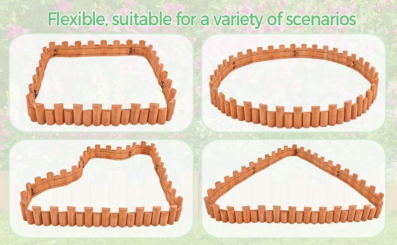 Yaheetech Garden Wooden Short Fence, 2/6pcs Outdoor Landscape Edging Flexible Decorative Border for Yard Patio Pathway Lawns Courtyard Maintenance