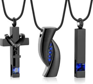 3 Pack Cremation  Urn Necklace for Ashes for Women Men, Cross Infinity Bar Urn Pendants for Human Ashes Adult Memorial Lockets Ash