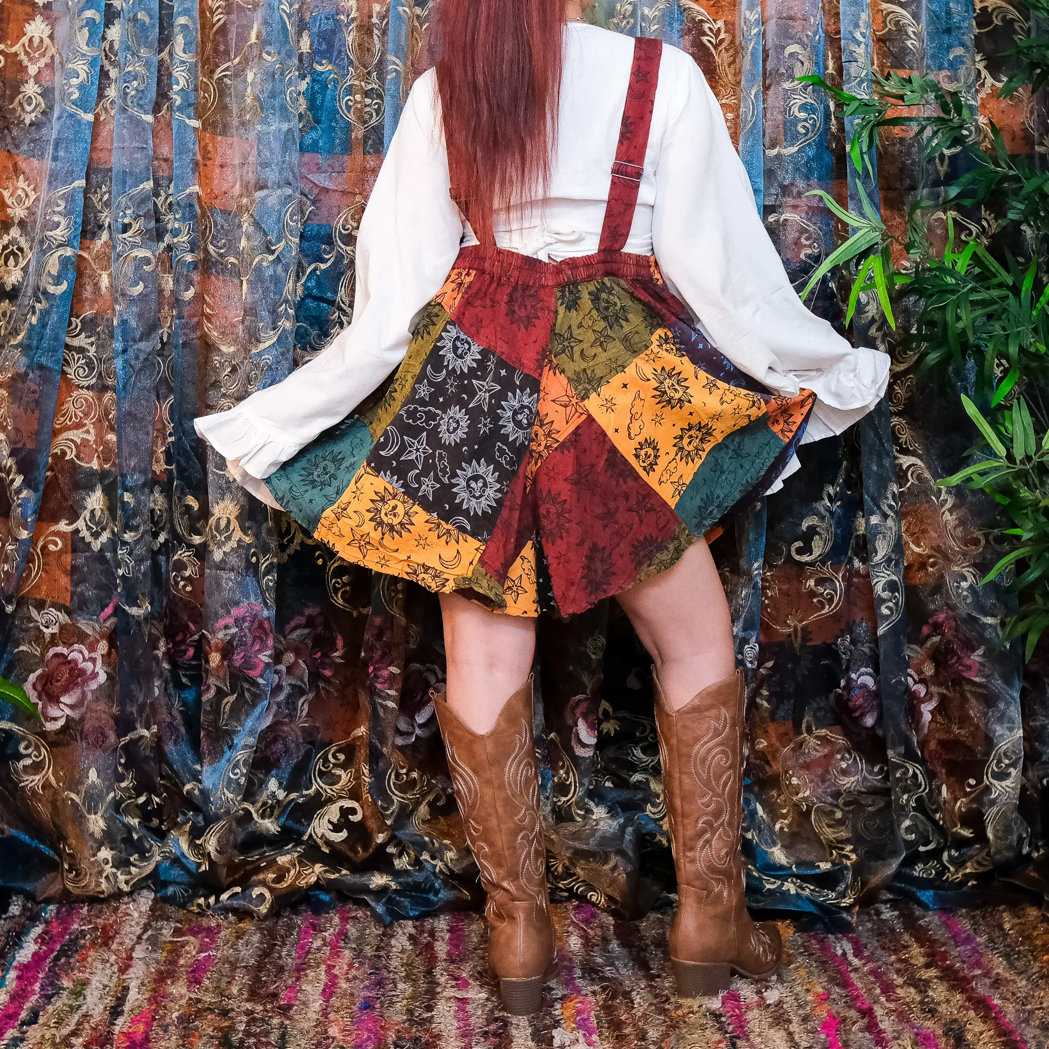 Boho Patchwork Celestial Romper Handmade Hippie Overalls with Pockets Festival  Clothing Cotton Jumpsuit Whimsy Witchy Fairycore Cottage Core Outfit  Colorblock Design - TikTok Shop