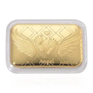 24K Yellow Gold Baby Foot with Angel Wings Embossed Sheet 10mg
