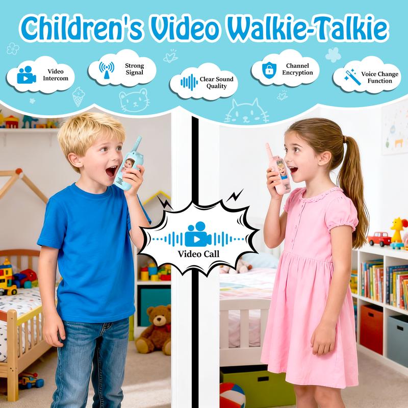 Video Walkie Talkies for Kids, Christmas Gift Handheld Rechargeable Video Intercom Kids Walkie Talkies, Indoor Outdoor Toys for Family Games, Outside, Camping, Hiking for Boys Girls Ages 3-12 (Blue/Pink) Video Walkie Talkies for Kids, Christmas Gift Handheld Rechargeable Video Intercom Kids Walkie Talkies, Indoor Outdoor Toys for Family Games, Outside, Camping, Hiking for Boys Girls Ages 3-12 (Blue/Pink)