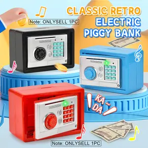 Child Piggy Bank with Electronic Password Lock & Automatic Coin Slot, Fingerprint Recognition Safe Box, Creative Birthday Gift for Boys Girls
