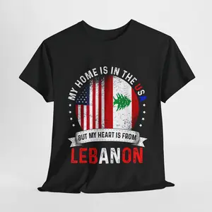 Lebanese American Patriot Heart is from Lebanon Flag T-Shirt Unisex T-Shirt, Short-sleeve, Full Color Man Menswear