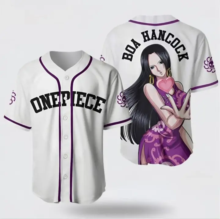 Full Print Vintage Anime Baseball Jersey Shirt, Retro Boa Hancock Baseball Jersey Shirt, Print Baseball Jersey, Jersey for Men and Women, Baseball Jersey Style