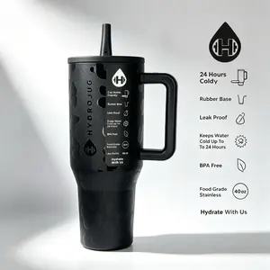HydroJug 40oz Traveler Tumbler - Black Leopard Print, Insulated Stainless Steel Water Bottle with Handle & Straw, Leak-Proof & Cup Holder Friendly