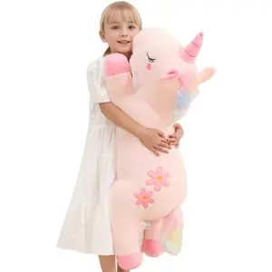 32inch Cute Giant Pink Unicorn Plush, Jumbo Soft Body Pillow Pet, Large Rainbow Unicorn Stuffed Animals Toy, Big Doll for Kids Girls and Boys Birthday