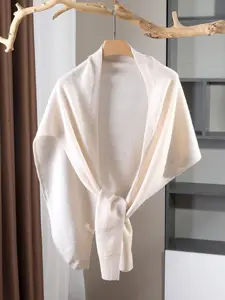 Women's 100% Pure Wool Solid Color Triangle Shawl, Versatile Knitted Scarf for Fall & Winter, Fashionable Warm Neck Wrap