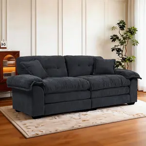 BESTER 84" Wide Chenille Loveseat Sofa – Deep Seat Small Couch with Memory Foam, 2 Lumbar Pillows & Armrest Padding, Sturdy Wood Frame,600LBS Capacity, Comfortable Apartment Lounge Sofa for Living Room Bedroom Office holiday Cloud Down Blend Oversized