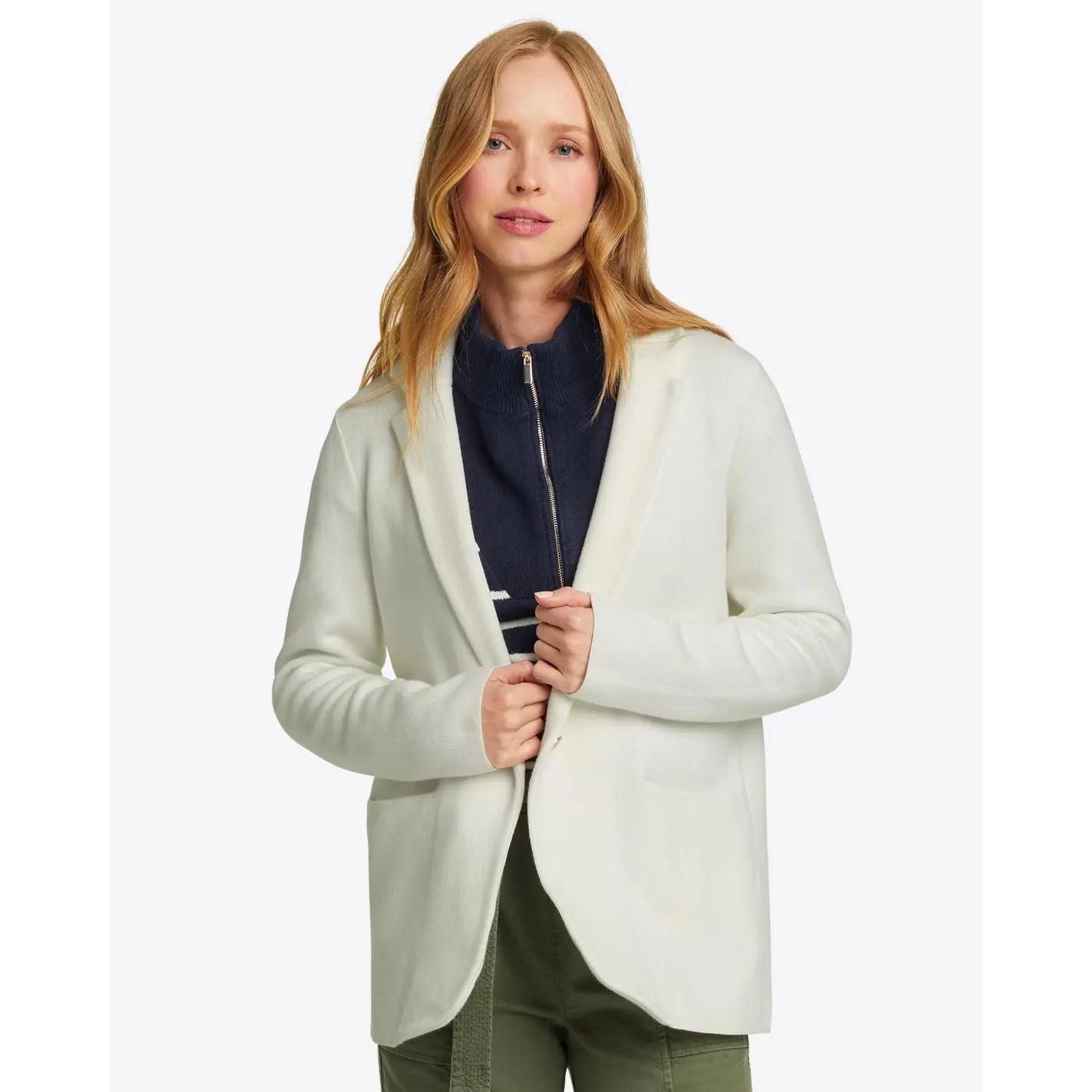 Sweater Knit Blazer in Magnolia White
