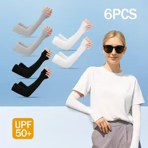 6PCS UPF 50+ Cooling Arm Sleeves with Thumb Hole - Unisex Compression Sleeves for Women & Men - Sun Protection for Summer Sports Workouts - Tattoo Cover for Driving Cycling Outdoor Activities