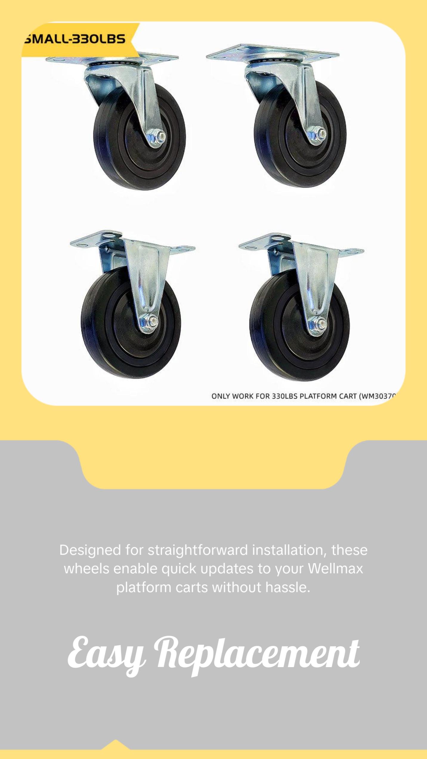 Wellmax 330LBS Platform Cart Replacement Wheels