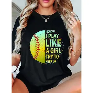 GGOR 100% Cotton Softball For Girls |   Softball T-Shirt