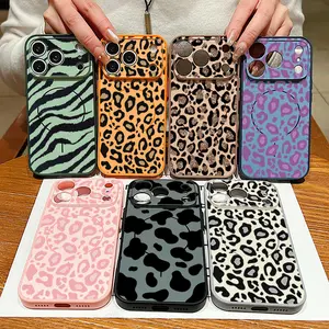 Leopard print magnetic protective case, shockproof lens protection phone case, suitable for iPhone 17/16/15/14/13/12/16E/17E, is a gift for friends, family, and yourself during holidays