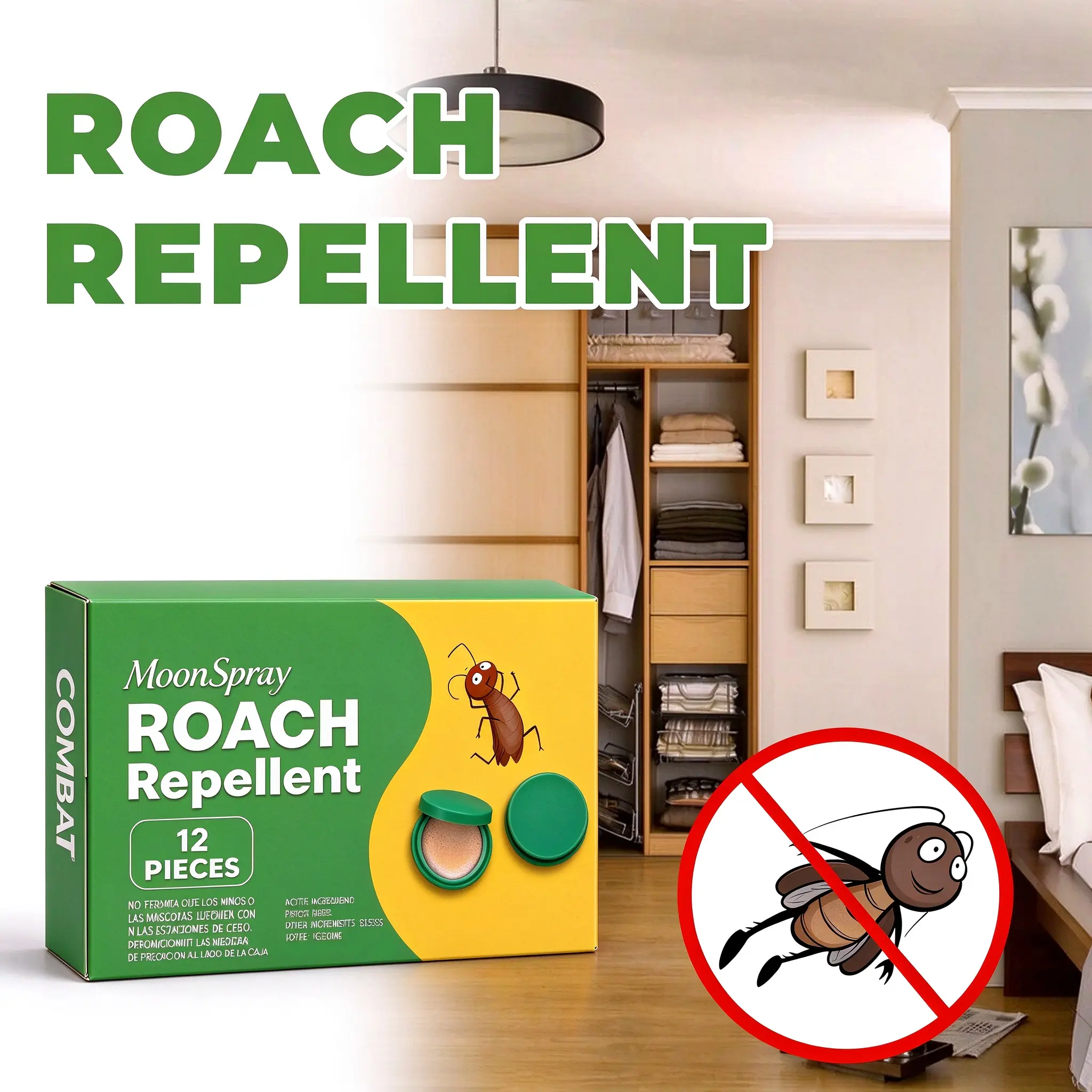 Residential Roach Control Solution Combo Set for Home Users - 48-Piece Advion Cockroach Gel+Trap, Dragonfly Bug Repellent, Bear Spray, Thick Nails, 12-Piece Moon Pry Tool for Indoor/Outdoor Pest Prevention, Sets, 12 Pieces