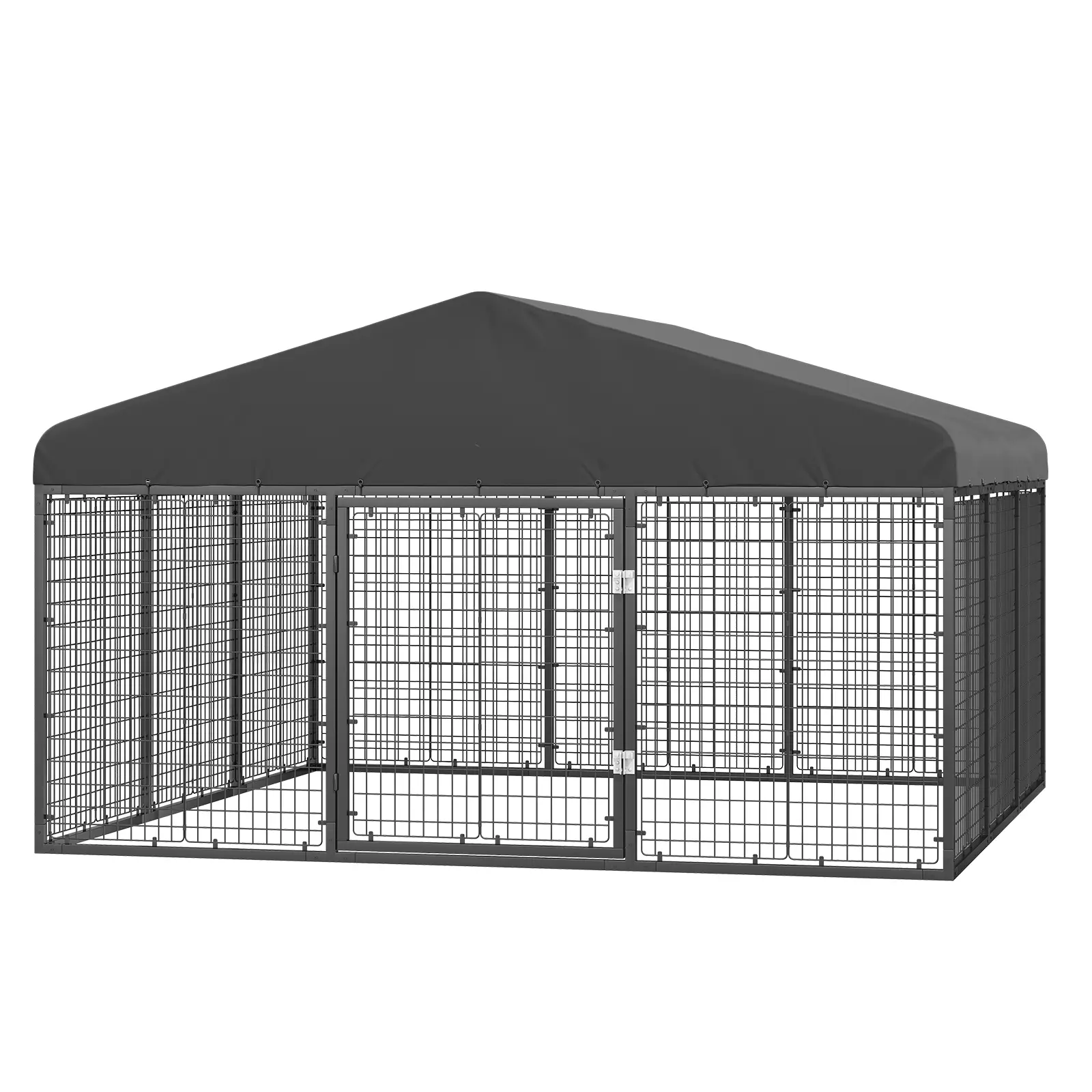 PETONY Large Escape-Proof Wire Metal Dog Kennel - Heavy-Duty Steel Frame Enclosure, Double Safety Locks, Roof Included, for Outdoor Use, Steel Frame Kennel