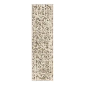 2'x7' Eliot Geo Runner Rug Tan/Beige/Gray - Threshold: Traditional Geometric Indoor Low Pile Woven Polyester