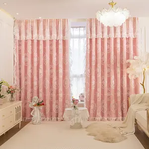 1pc Vibrant Sweet 2-in-1 Sheer & Blackout Curtain - Embroidered Sheer + Ruffle + Full Blackout Liner, Grommet Top Fits Multi-Rods, Matches Girl-Style Decor, Creates Sweet Soft Vibe