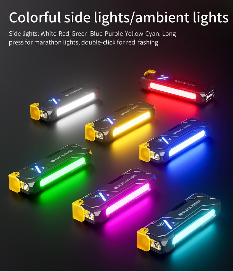Black Panda Hiking Repair Flashlight with Magnetic Suction Function - Compact & Portable for Outdoor Activities