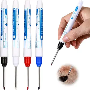 Deep Hole Marker Pens 4 count Deep Reach Markers Permanent Markers Long Nose Marker  Carpenter Ink Pen 30MM Highlighters for Builders Construction Architect (4 Colors)
