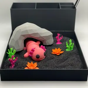 Axolotl Zen Garden, Mini Desk Decor, Sensory Calming Sand Garden for Desk, Fidget Stress Relief, Office Decor