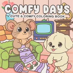 Cute Comfortable Coloring Book, Comfy Days, Stress Relief for Adults and Teens, Daily Entertainment Essential, Perfect Gift for Birthdays and Holidays