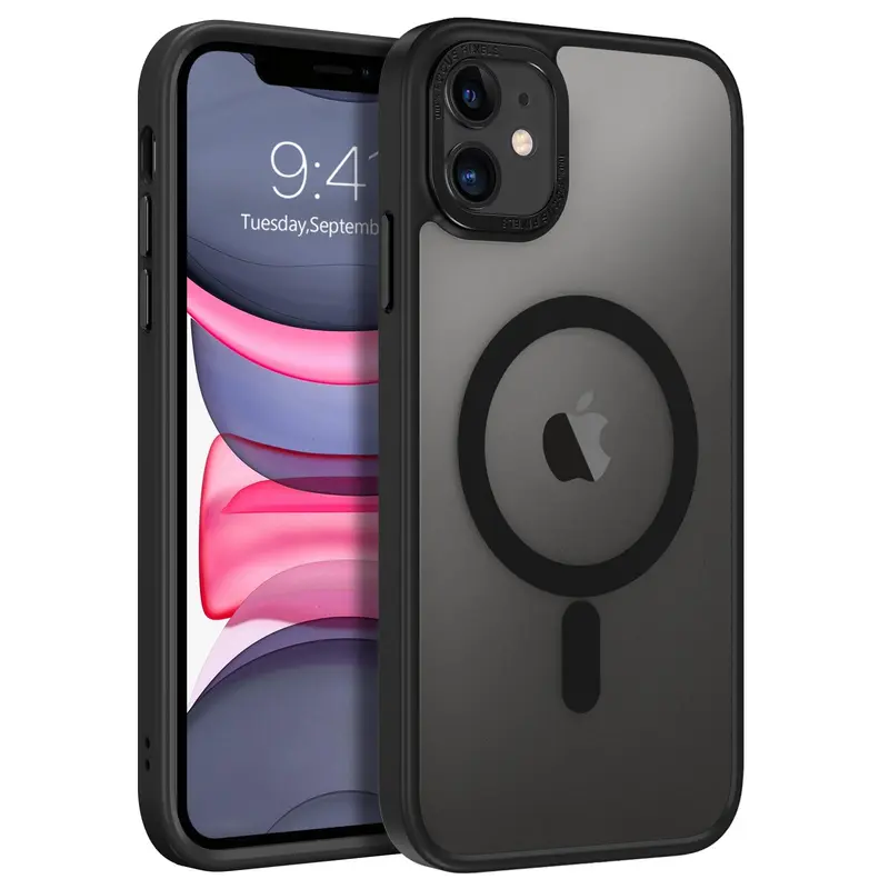 iPhone 11 Phone Case, Phone case for iPhone 11 Magnetic Case [Compatible with Mag Safe] Translucent Matte Slim Shockproof Anti-Fingerprint Protective Cover for iPhone 11 6.1’’ Black