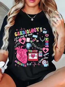 100% Cotton Cardiologist CVICU Cardiac Nurse Cardiology Is Work Of Heart T-Shirt