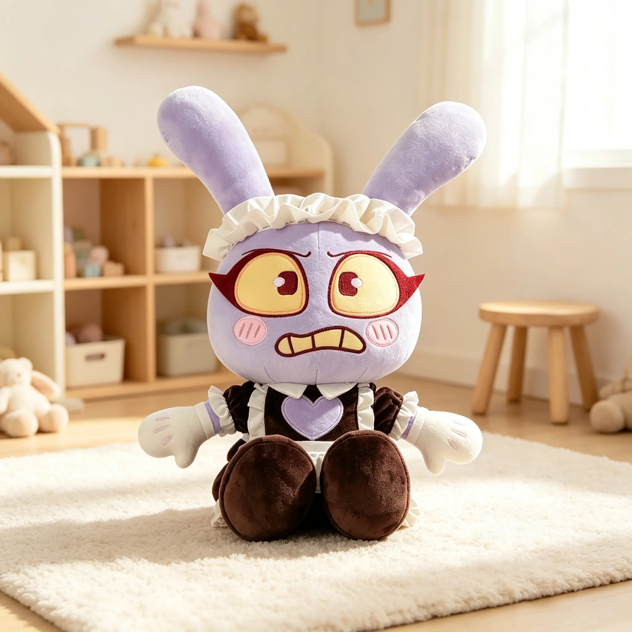 Maid Jax Stuffed Animal from The Amazing Digital Circus, Cutecore Art Toy Collectible with Exquisite Maid & Circus Hybrid Design