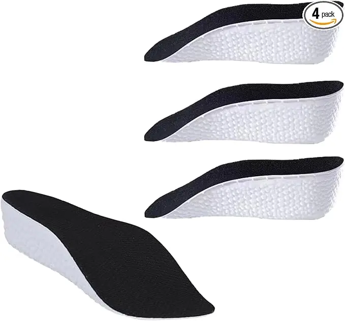 Orthopedic High-Elastic Insoles - Arch Support, Height-Increasing Insoles, Relief for Plantar Fasciitis and Flat Feet (2 Pairs) (Black, 3.5cm)
