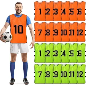 24 Pack Scrimmage Training Vest Reversible Numbered Team Sports Pinnies for Soccer Team Practice Penny Jerseys