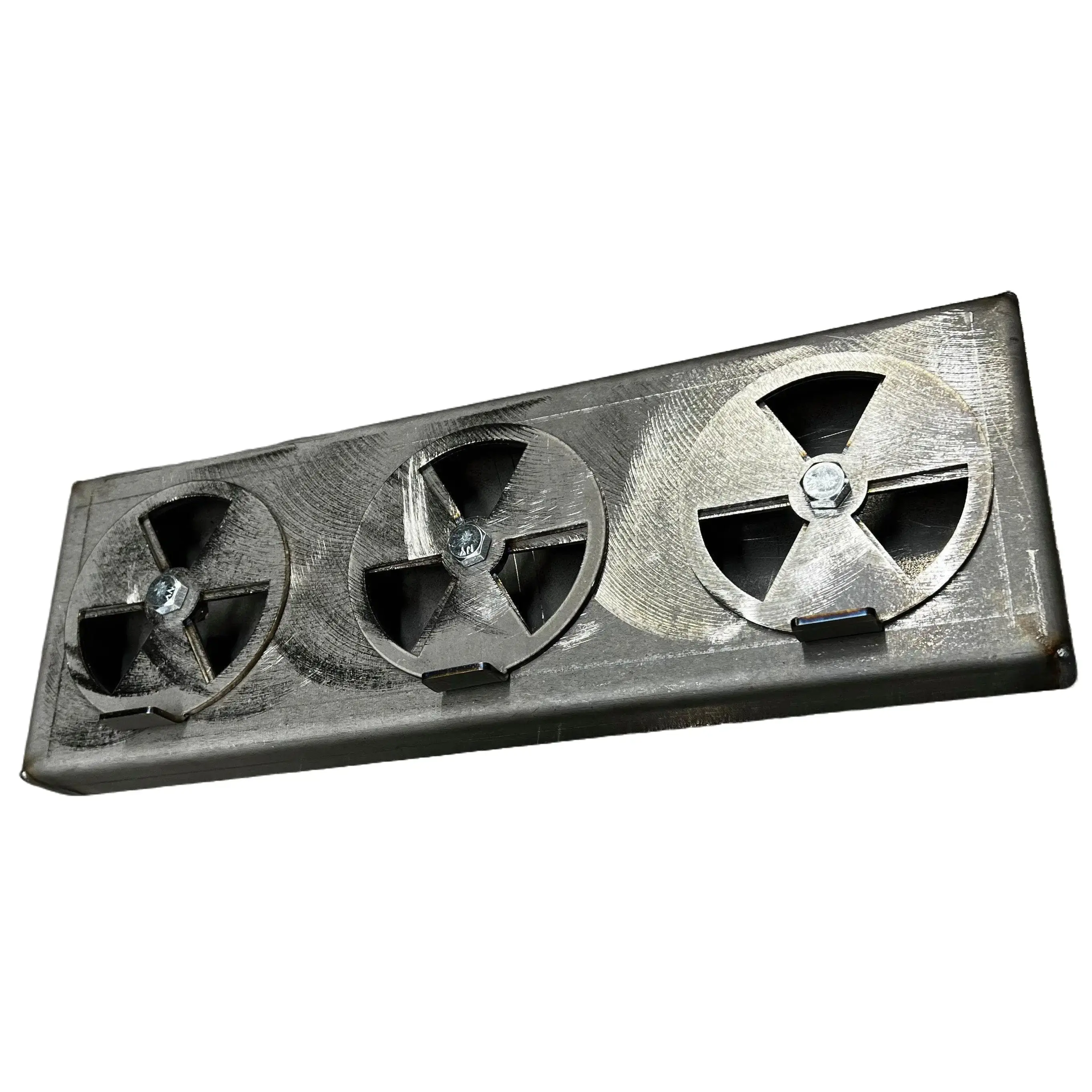 Weld-On Universal Triple Five-Inch Damper Box for BBQ Build & Custom Smoker - 15.25" x 5.25" x 1", Regular or Swirl Pattern Available
