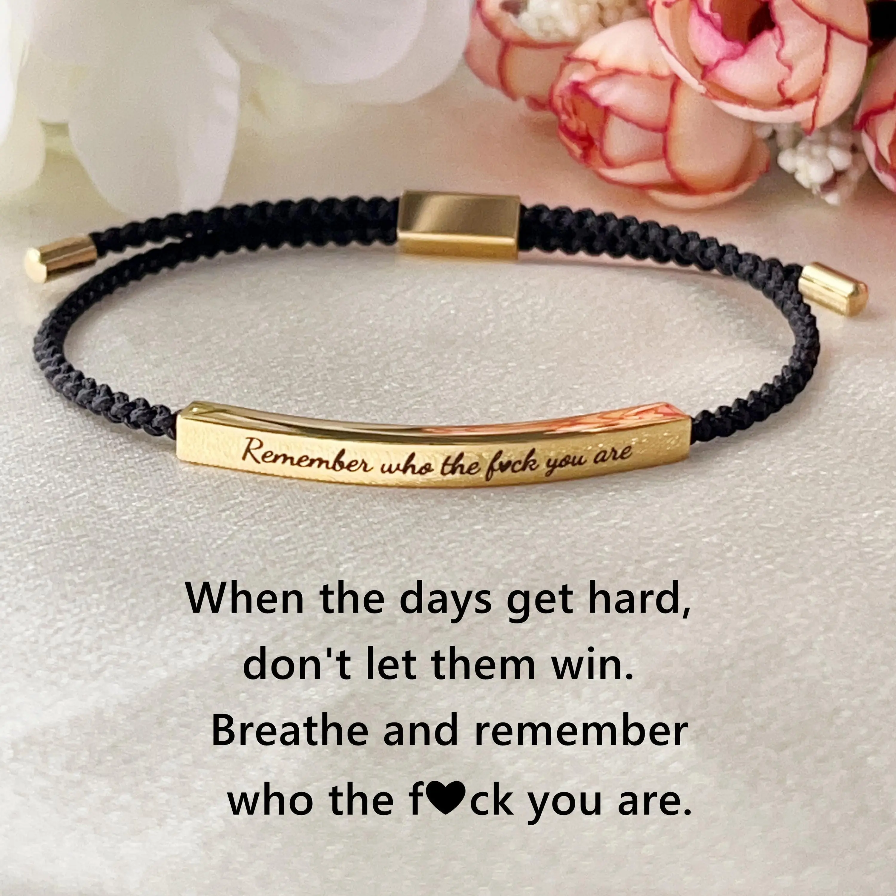 modmints Motivational Adjustable Stainless Steel Tube Bracelet with "Remember Who You Are" Inspirational Message, Adjustable Bracelet, Stainless Steel Bracelet