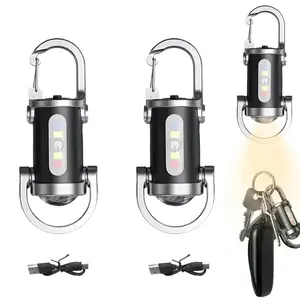 2pcs Portable Rechargeable Bright Keychain Flashlight with Strong Light Pocket Size LED Flashlight Keychain Accessories Charger Mini Tiny EDC Rechargeable Phone Key Chain Light
