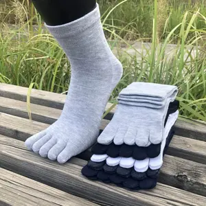 Women's 5 Pairs Fingered Cotton Socks, Sweat-Absorbing Breathable Elastic Socks for Sports Athletic & Business Wear, Sports Athletic Socks