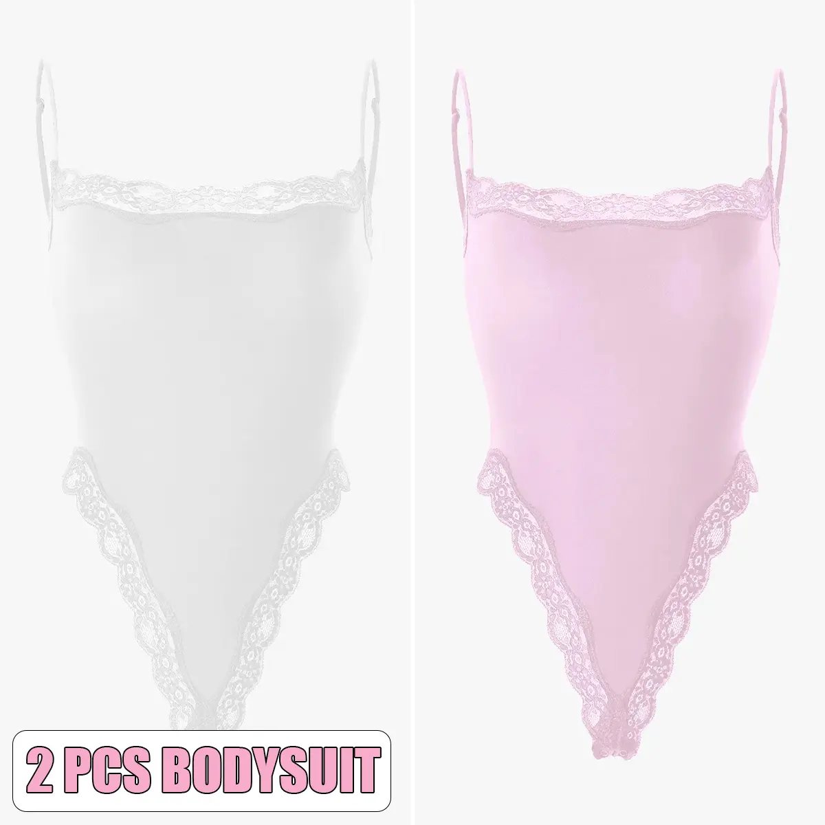 2pcs Bodysuit(Pink/White)