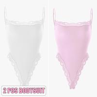2pcs Bodysuit(Pink/White)